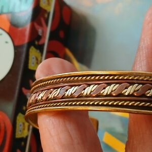 Vintage Braided Cuff Bracelet, Sterling, Copper, Brass